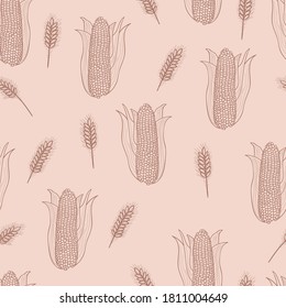 Maize and Wheat Harvest Vector  Pattern