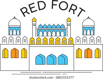 Majestic abstract vector of Red Fort Delhi with bold geometric styling