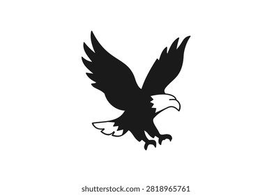 Majestic American Bald Eagle in Flight Silhouette Icon Symbol of Freedom