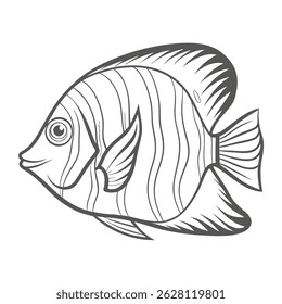 Majestic Angelfish Line Art Illustration