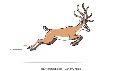 Majestic Antelope Running Swiftly Across a White Background Capturing its Graceful Movement