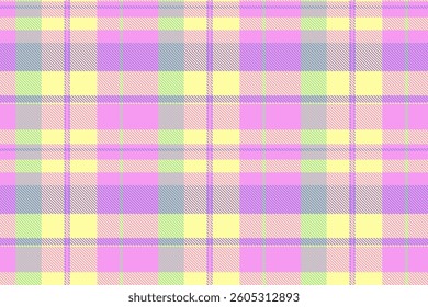 Majestic background pattern seamless, hotel textile check plaid. Horizontal vector texture fabric tartan in magenta and lime colors palette.