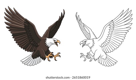 Majestic Bald Eagle in Mid Flight with Talons Extended Ready to Strike Captivating Bird of Prey Artwork