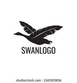 majestic beautiful flying swan vector logo design template