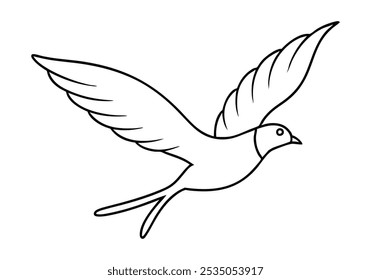 Majestic Bird in Flight in Continuous Line Art