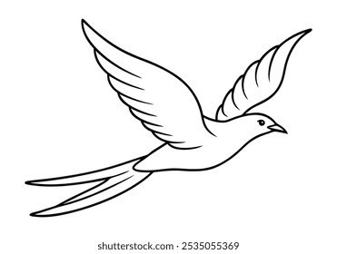 Majestic Bird in Flight in Continuous Line Art