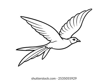 Majestic Bird in Flight in Continuous Line Art