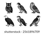 Majestic Birds of Prey Silhouette Bundle – Bald Eagle, Red-tailed Hawk, Snowy Owl, Osprey, Peregrine Falcon, Great Horned Owl