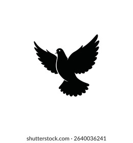 Majestic black dove silhouette wings spread peace symbol