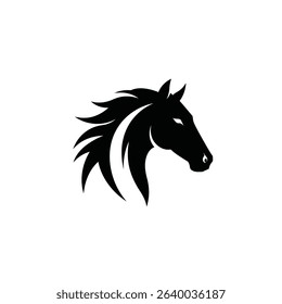 Majestic black stallion head profile logo design
