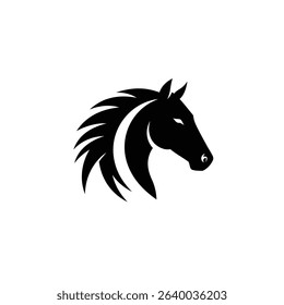Majestic black stallion head profile logo design