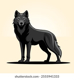 Majestic Black Wolf Standing Proudly