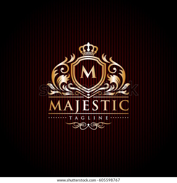 Majestic Brand Logo / Initial Letter Crest /\
Crown Royal Emblem Vector\
Template