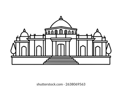 Majestic building line drawing architectural design illustration