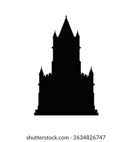 Majestic castle silhouette dark medieval fortress.
