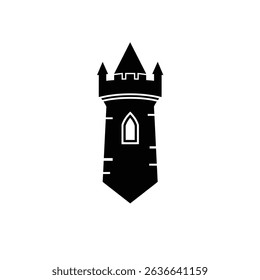 Majestic castle tower icon black silhouette.