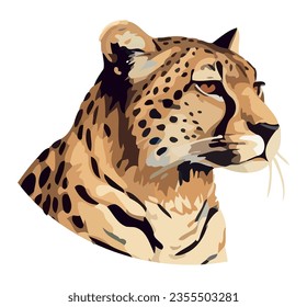Majestic cheetah watching in African savannah icon isolated