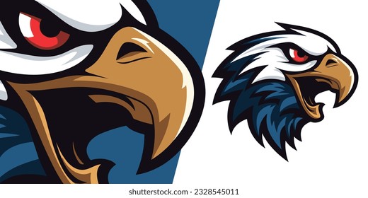 Majestic Classic Blue Eagle Mascot Logo: Modern Illustration for Sport and Esport Teams, Badges, Emblems and T-Shirt Prints