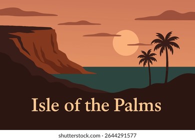 As majestosas falésias da Ilha das Palmas, Carolina do Sul, proporcionando vistas deslumbrantes para o oceano ao pôr do sol, tornando-o um refúgio costeiro tranquilo