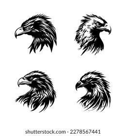 A majestic collection of eagle logo silhouettes, Hand drawn in intricate detail. Perfect for any brand or project that values strength and freedom