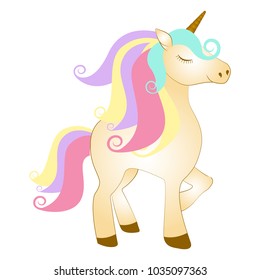 Majestic Cute Unicorn Cartoon Character Fantasy Stock Vector (Royalty ...