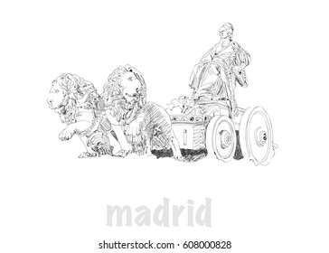 Majestic Cybele Fountain on Plaza de Cibeles in Madrid, Spain
