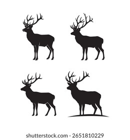 Majestic Deer Silhouette Collection - Arte Vetorial Selvagem