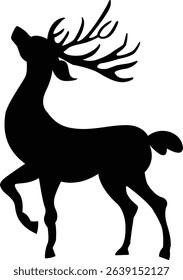 Majestic Deer Silhouette with Head Upward	
