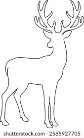 Majestic Deer Silhouette Icon with Large Antlers – Wildlife Vector Illustration for Nature, Forest, and Hunting Designs