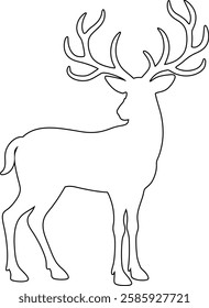 Majestic Deer Silhouette Icon with Large Antlers – Wildlife Vector Illustration for Nature, Forest, and Hunting Designs