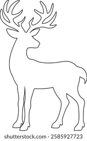 Majestic Deer Silhouette Icon with Large Antlers – Wildlife Vector Illustration for Nature, Forest, and Hunting Designs