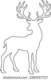 Majestic Deer Silhouette Icon with Large Antlers – Wildlife Vector Illustration for Nature, Forest, and Hunting Designs