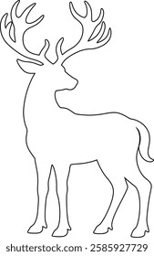 Majestic Deer Silhouette Icon with Large Antlers – Wildlife Vector Illustration for Nature, Forest, and Hunting Designs