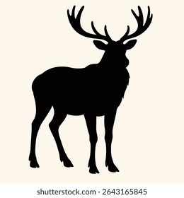 Majestic Deer Silhouette Standing Tall Against a Light Background