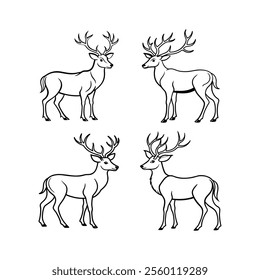 Majestic Deer Stag Antlers Side Profile - Wildlife Vector Illustration.