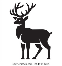 Majestic Deer Stag Silhouette Vector Illustration for Wildlife, Hunting, and Outdoor Designs.
