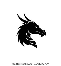 Majestoso dragão cabeça silhueta poderosa criatura mítica.
