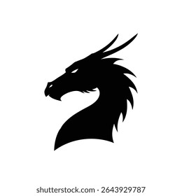 Majestoso dragão cabeça silhueta poderosa criatura mítica.
