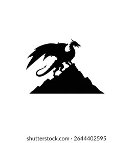 Majestic dragon silhouette on mountain peak.