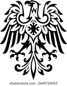 Majestic Eagle Emblem with Ornate Wings and Detailed Claws Representing Power Freedom and Strength in a Stylized Vector Design