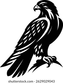 Majestic Eagle Hawk Illustration Black and White Vector Art