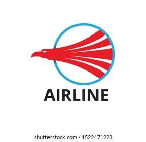 majestic eagle head inside blue circle for airline business vector logo graphic design template