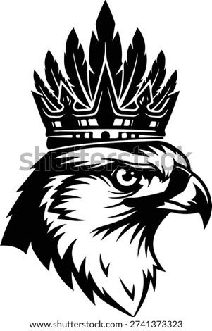Majestic Eagle Head with Royal Crown Logo - King Falcon or Hawk Mascot Vector Illustration