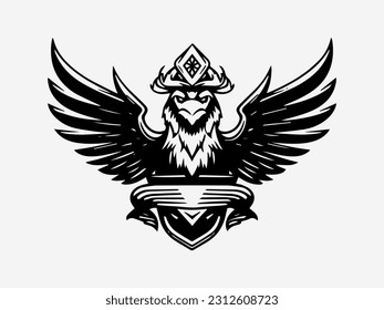 Majestic eagle logo design illustration capturing strength and freedom. Perfect for sports, aviation, and patriotic brands. Striking and impactful.