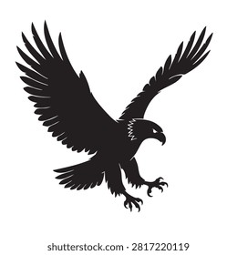 Majestic eagle in mid-flight with wings spread wide, showcasing its powerful talons and sharp beak. This bird of prey symbolizes freedom, strength, and power, capturing a moment of intense focus and predatory grace in nature, suitable for themes of wildlife, patriotism, and natural beauty.