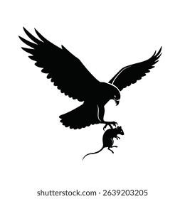 Majestic eagle silhouette capturing mouse prey.