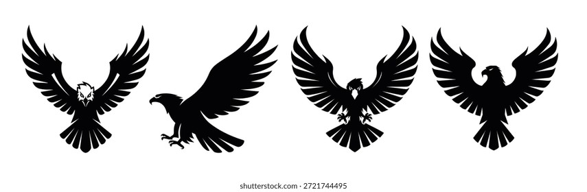 Majestuosa silueta de águila Logo Alas de Paquete Abierto Abierto