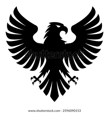 Majestic Eagle Silhouette or Phoenix Silhouette or Hawk Silhouette Isolated On White Background. Eagle Black Vector Icon for Logos,Tattoos, Military, Stickers, Branding, Graphic, Web Project. #wild
