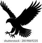 Majestic Eagle Silhouette Vector – Flying Bird of Prey Black Isolated Illustration