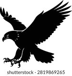 Majestic Eagle Silhouette Vector – Flying Bird of Prey Black Isolated Illustration